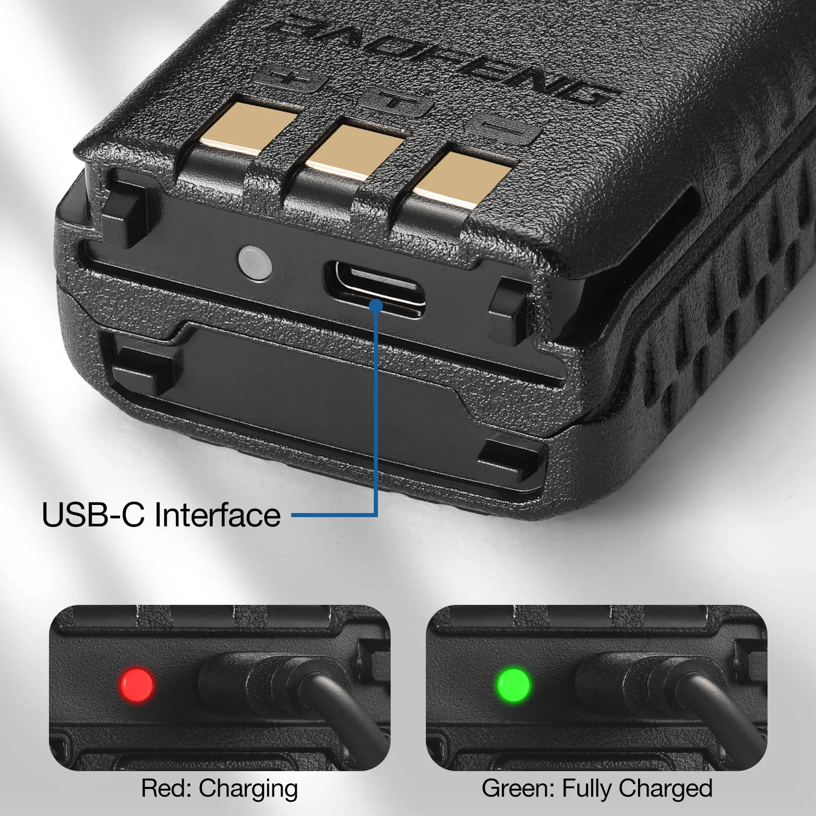 Battery 3800mAh for Baofeng UV-5R wIth USB-C Port - Image 5