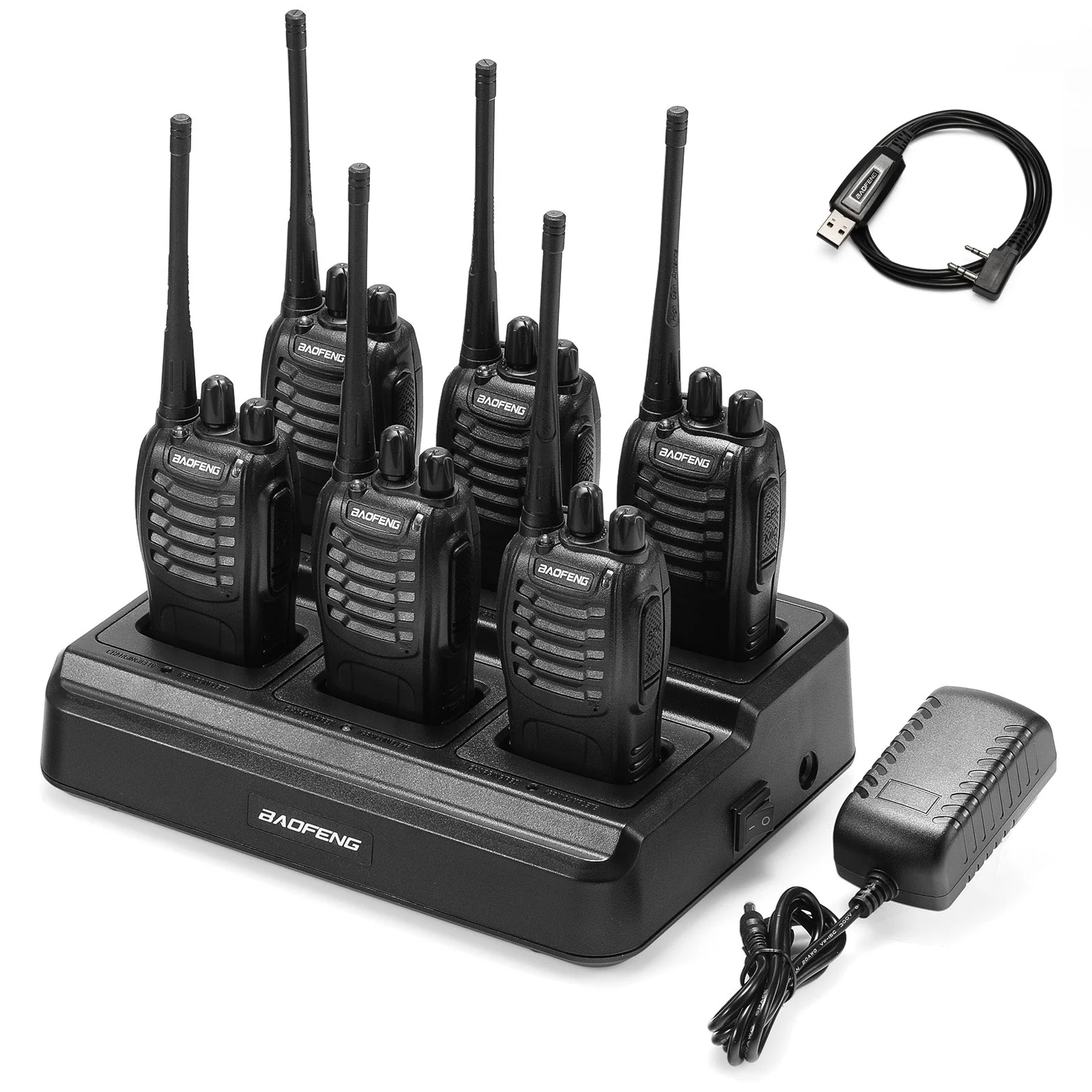 BF-888S [6 Packs + Six-way Charger + Programming Cable]